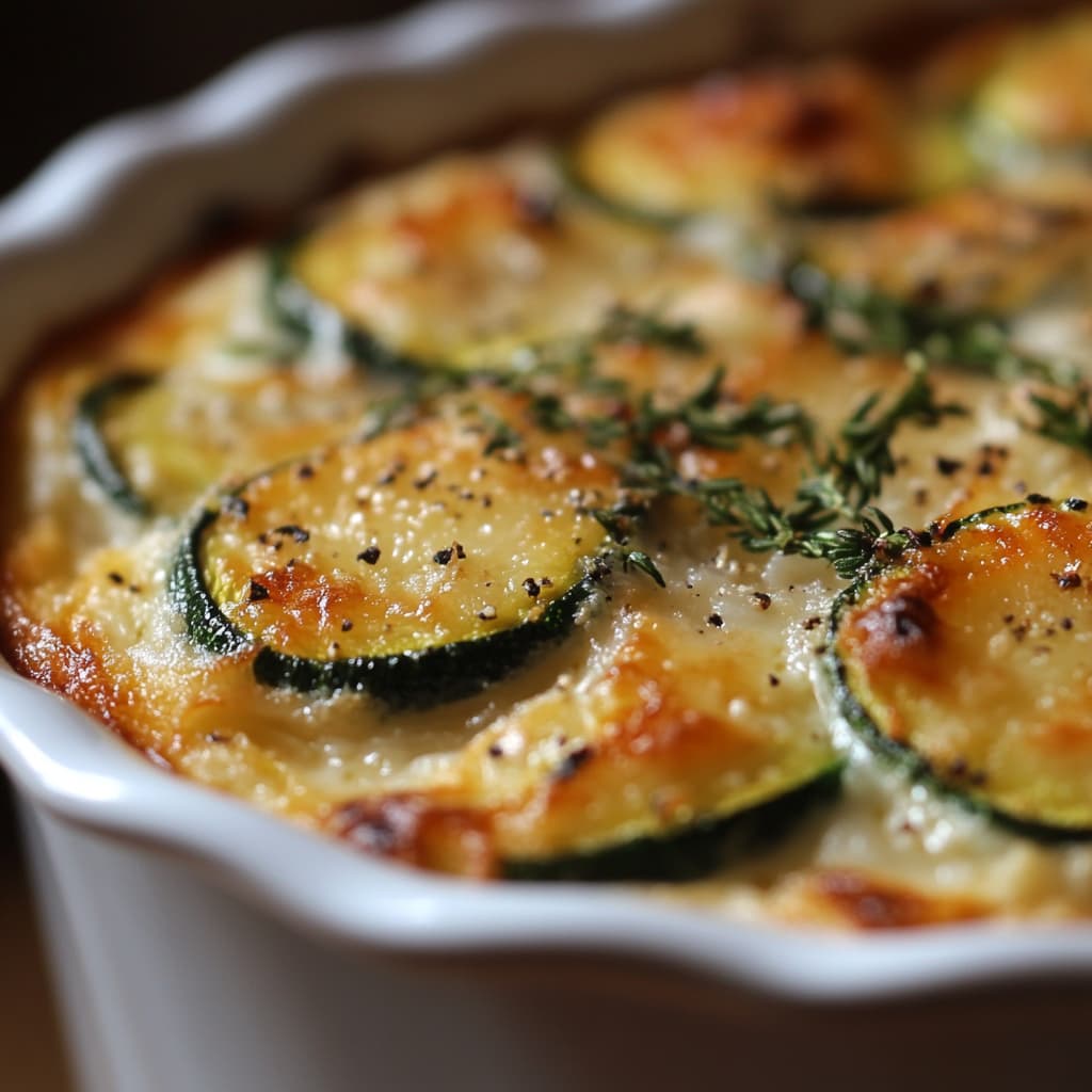 Simple, mais époustouflant—ce Gratin de Riz et Courgettes à la Provençale brille sous une lumière naturelle parfaite