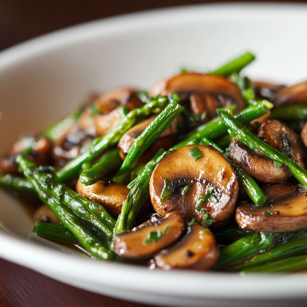 Prise de vue en gros plan du Gratin de Haricots Verts et Champignons, montrant les haricots verts et les champignons avec une sauce crémeuse au fromage