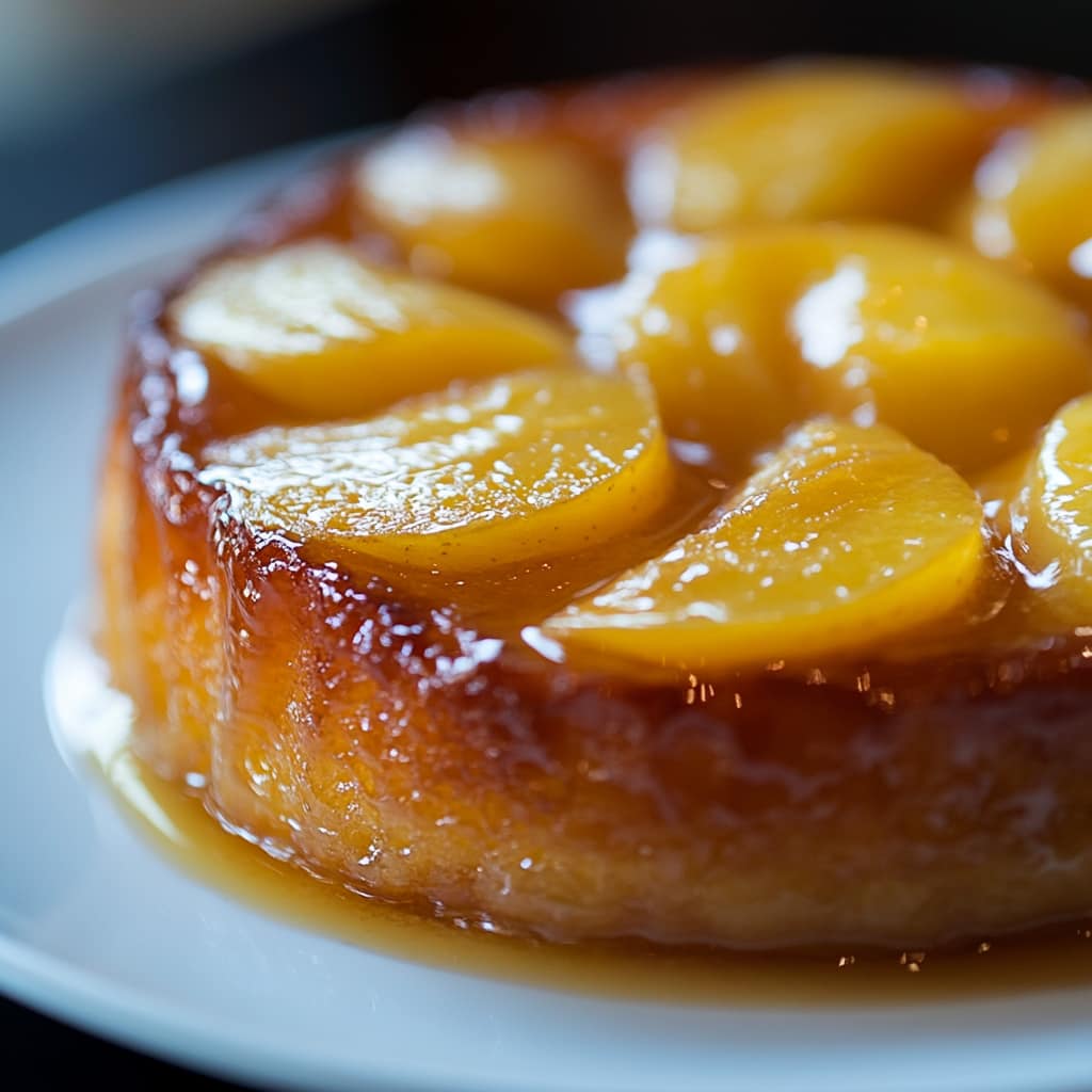 Gâteau moelleux à la compote de pomme sur une assiette blanche, avec une texture légère et dorée.