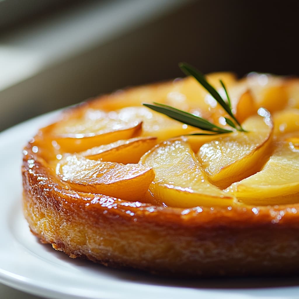 Gâteau moelleux à la compote de pomme sur un fond neutre avec lumière naturelle.