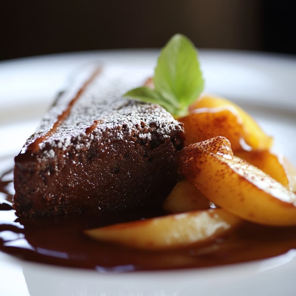 Gâteau au chocolat facile à la compote de pomme, plat gourmet avec une croûte légèrement dorée et une finition soyeuse