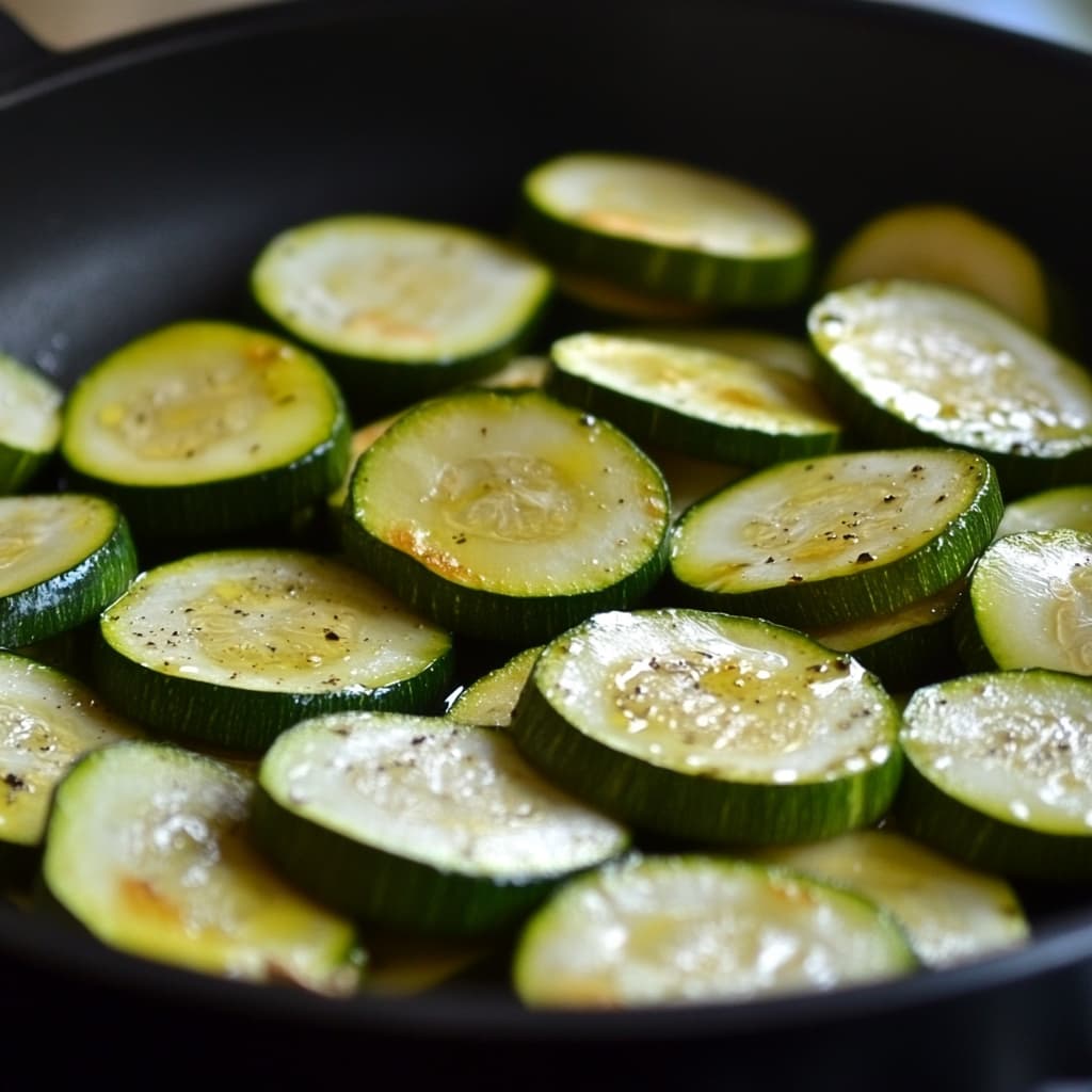 Rondelles de courgettes fraîches prêtes à cuire.