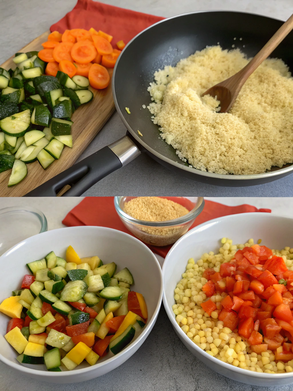 Couscous aux Légumes preparing steps