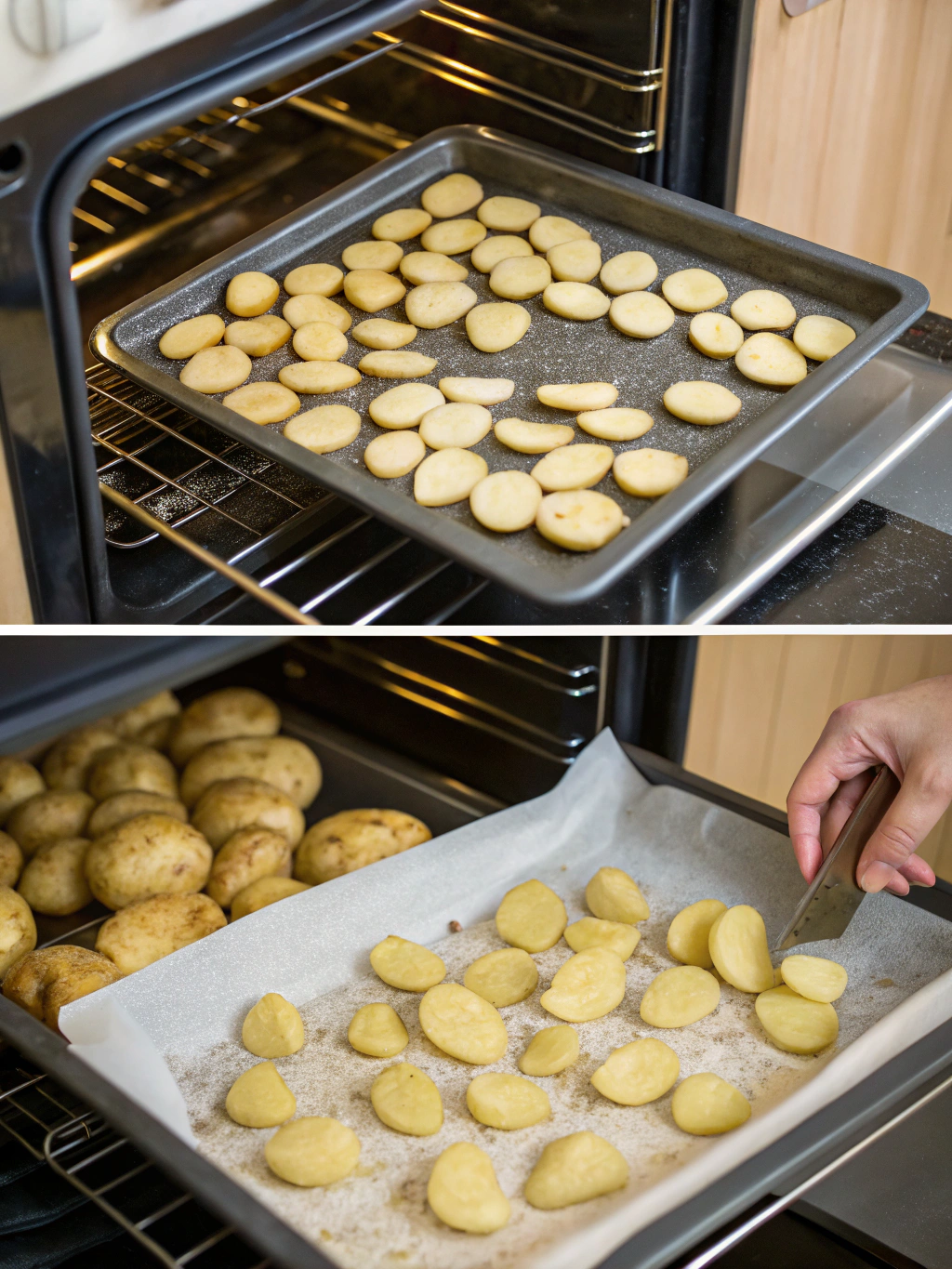 pommes de terre grenailles au four preparing steps
