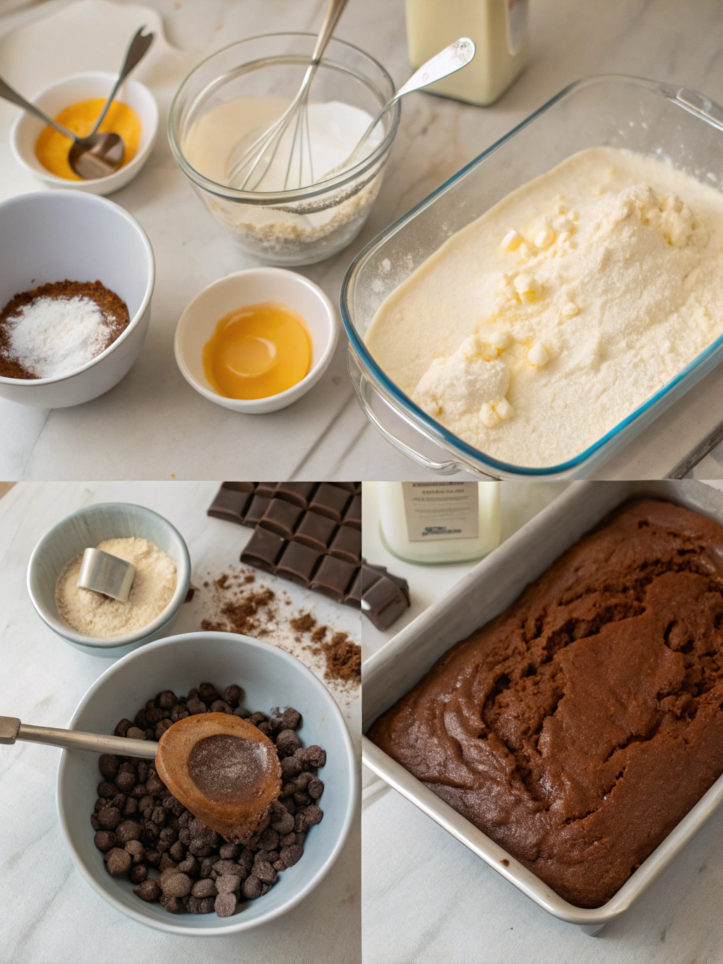 gâteau au yaourt au chocolat preparing steps